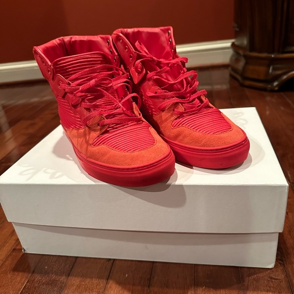 Balenciaga Red High Top Sneakers - Picture 1 of 4